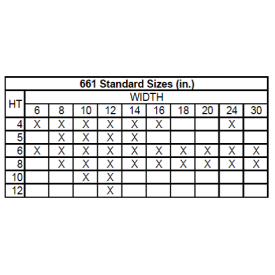 661 Steel 2-way Register, MS damper, 1/3in Fin Spacing